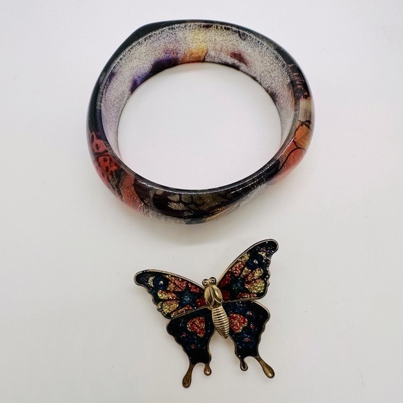 Vintage Butterfly Brooch & Bangle Bracelet - Picture 11 of 11